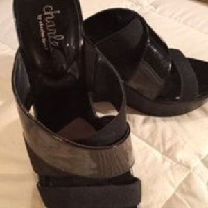 Federal Wedge Sandle, by Charles David, Size 9 / Black